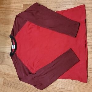 Red Baseball sleeve thermal long sleeve shirt